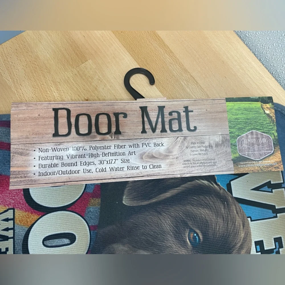 Welcome Dog’s House Door Mat. 30”x17.7” Rug. Chocolate, Black & Golden Labs. Dog